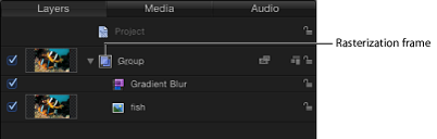 Figure. Layers list showing rasterization frame.