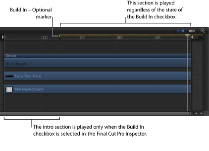 Figure. Build In - Optional marker in the Timeline.