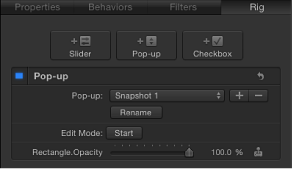 Figure. Inspector showing newly added pop-up menu widget.