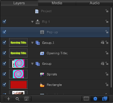 Figure. Layers list showing selected widget.