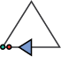 Figure. Diagram showing a triangular gesture moving from lower left corner to top, to lower right corner, and back to the first point to complete the triangle.