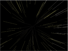 Figure. Canvas window showing a particle system where Show Particle As is set to Lines.