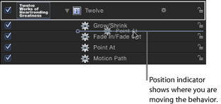 Figure. Layers tab showing behaviors being reordered.