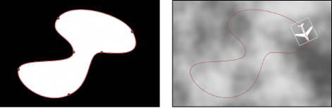 Figure. Canvas window showing a shape layer used as the shape source for a Motion Path behavior.