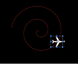 Figure. A graphic following a motion path without Snap Alignment to Motion applied.