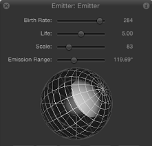 Figure. HUD showing 3D emission control sphere rotated and offset.