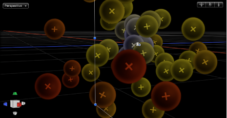 Figure. Canvas showing particle system with the Depth Ordered setting on.
