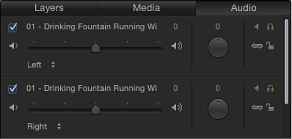 Figure. Audio tab showing six channels from a surround-mixed audio clip.