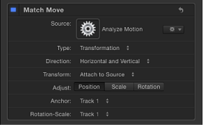 Figure. Behaviors tab showing Match Move behavior using another tracking behavior as a source.