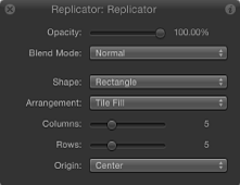 Figure. Replicator HUD showing replicator parameters in a 2D group.