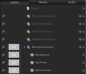 Figure. Layers list showing clone layers and new groups.