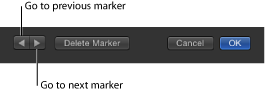Figure. Previous and next marker buttons in the Edit Marker dialog.