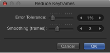 Figure. Reduce Keyframes dialog.