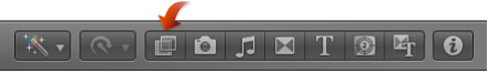 Figure. Effects Browser button in the Final Cut Pro X toolbar.