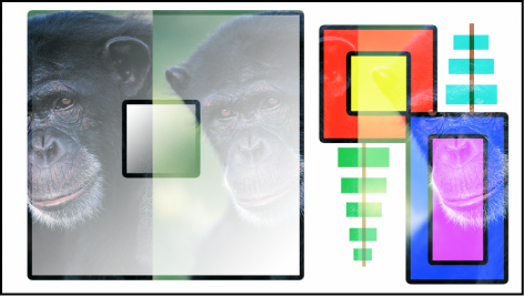 Canvas showing the boxes and the monkey blended using the Screen mode