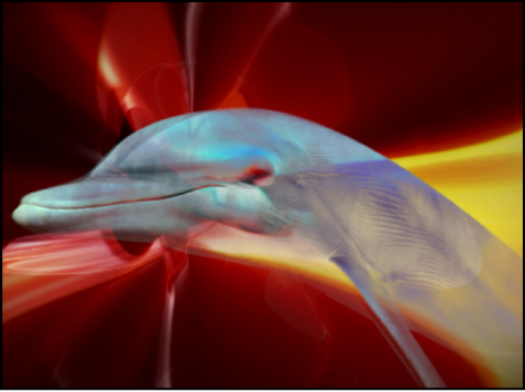 Canvas showing overlapping objects blended using Exclusion