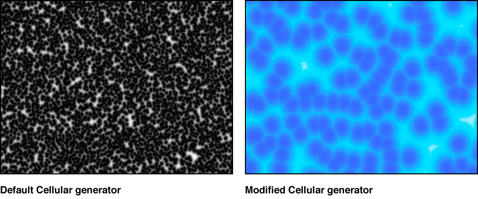 Canvas showing Cellular generator with a variety of settings