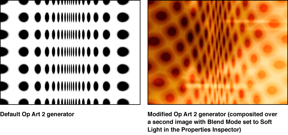 Canvas showing Op Art 2 generater alone and combined with another image