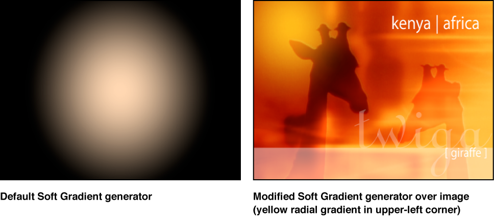 Figure. Canvas window showing the Soft Gradient generator alone and combined with another image.