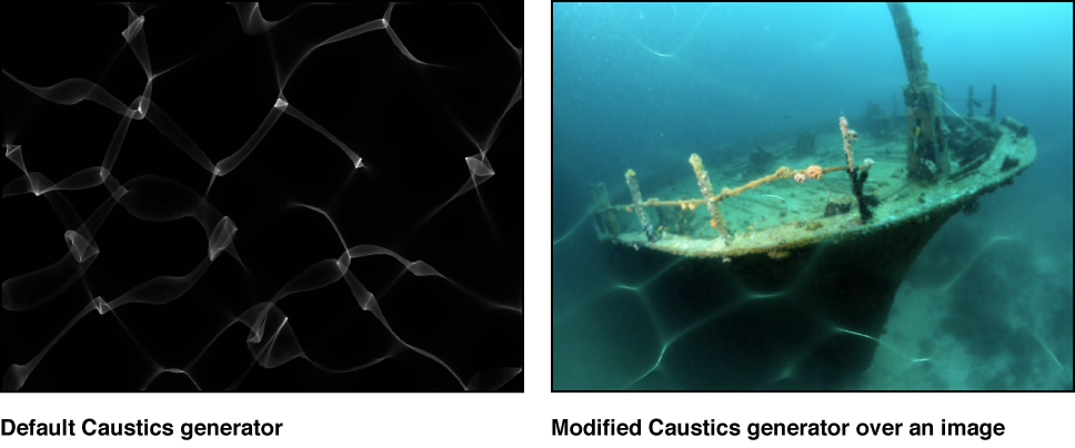 Canvas showing Caustics generator, alone and with a background image