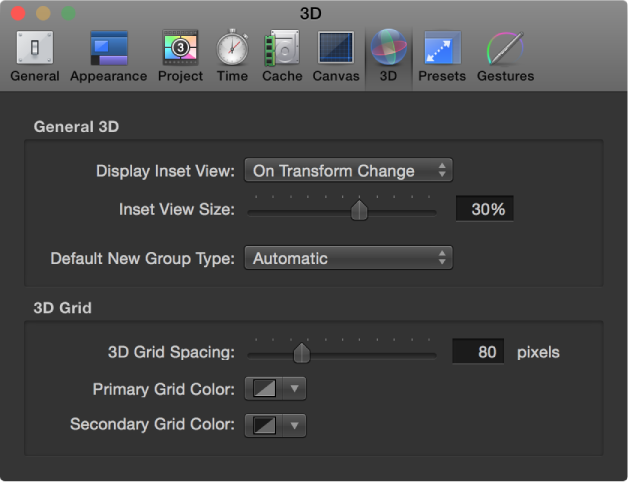 Motion Preferences window showing 3D pane