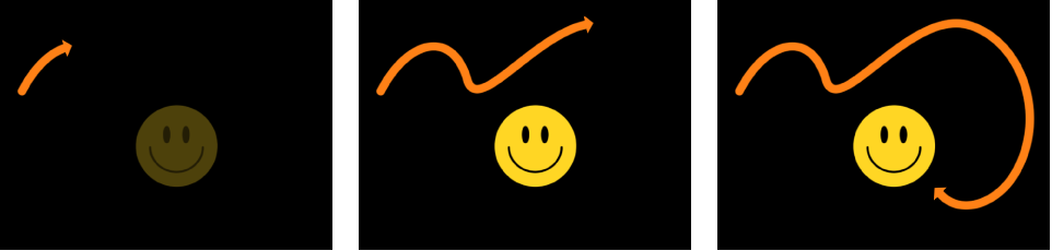 Canvas showing example of Write On behavior applied to existing shape