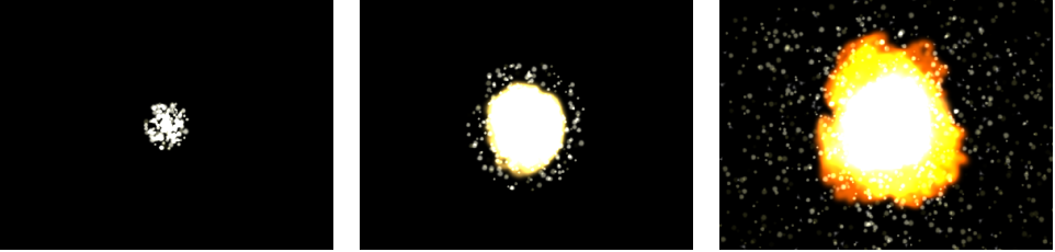 Canvas showing three-stage explosion