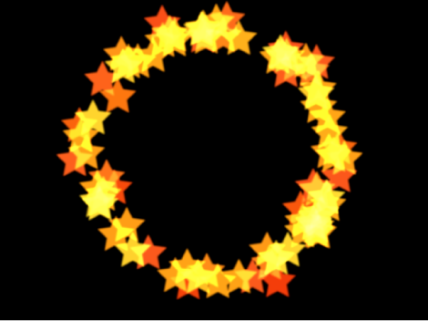 Canvas showing particle system with shape set to Circle