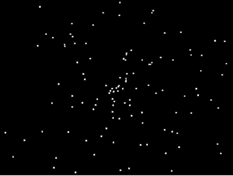 Canvas showing particle system with Show Particle As set to Points