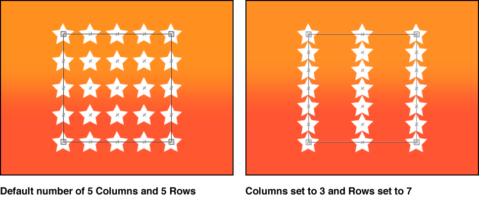 Canvas comparing replicators with different quantities of rows and columns