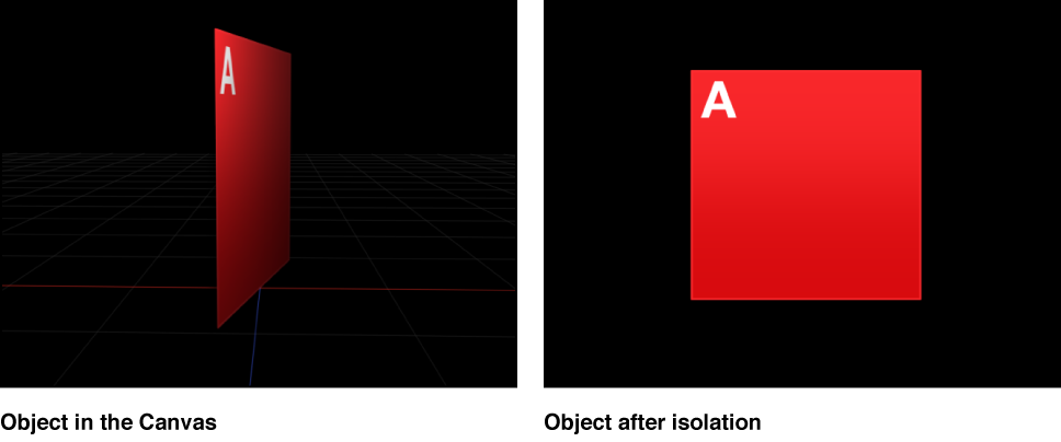 Canvas window showing isolated object