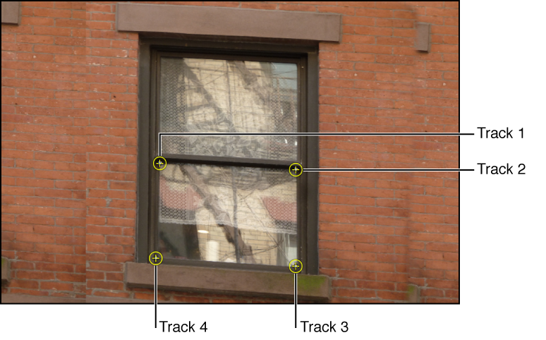 Canvas showing object with four trackers applied