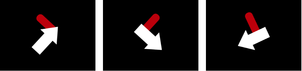 Canvas showing arrow and red shape moving together, but not in alignment