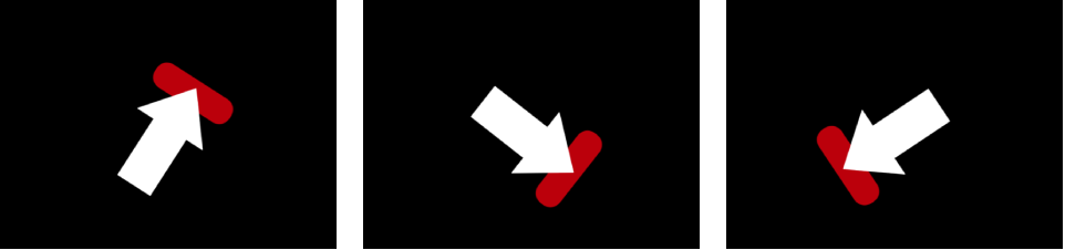 Canvas showing arrow and red shape moving as single object