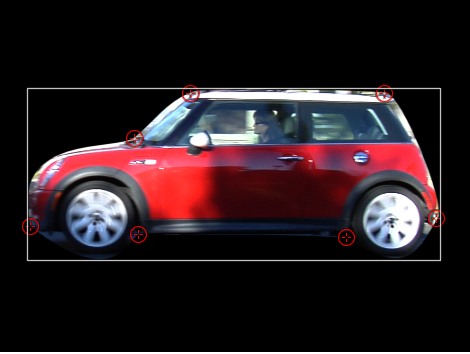 Canvas showing several trackers applied to object