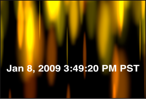 Canvas showing Time Date generator displaying date and time in hours, minutes, seconds, and time zone