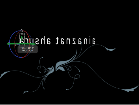 Canvas showing Sequence Text behavior with onscreen rotation controls