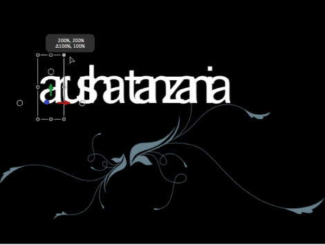Canvas showing Sequence Text behavior onscreen scaling controls