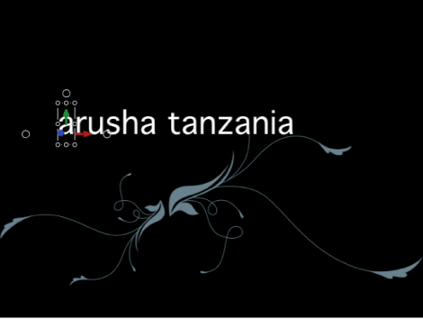 Canvas showing onscreen controls for individual text sequence animation