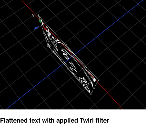 Canvas showing filter applied to flattened text