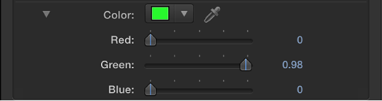 Expanded color controls in Inspector
