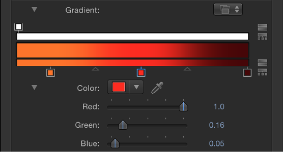 Gradient editor showing color controls when a tag is selected