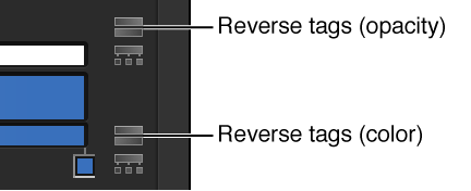 Gradient editor showing Reverse Tags icons for opacity and color