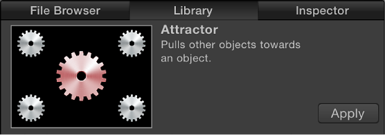 Library preview area showing behavior preview