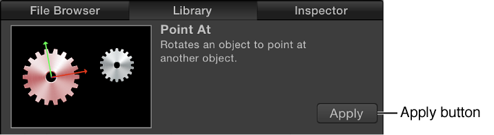 Apply button in Library preview area