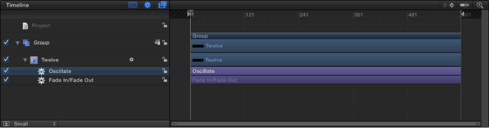 Parameter behavior as seen in Timeline