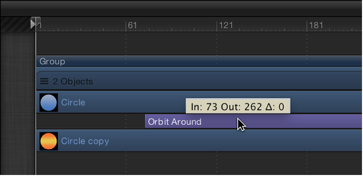 A behavior being moved to a new point in the Timeline