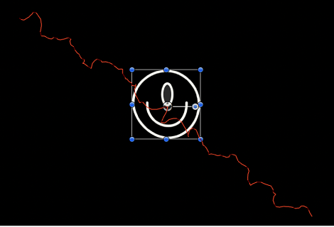 Canvas showing animation path generated by the combination of keyframes and a behavior
