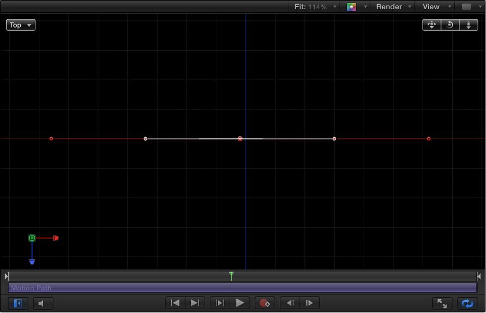 Canvas showing 2D motion path viewed in a 3D project