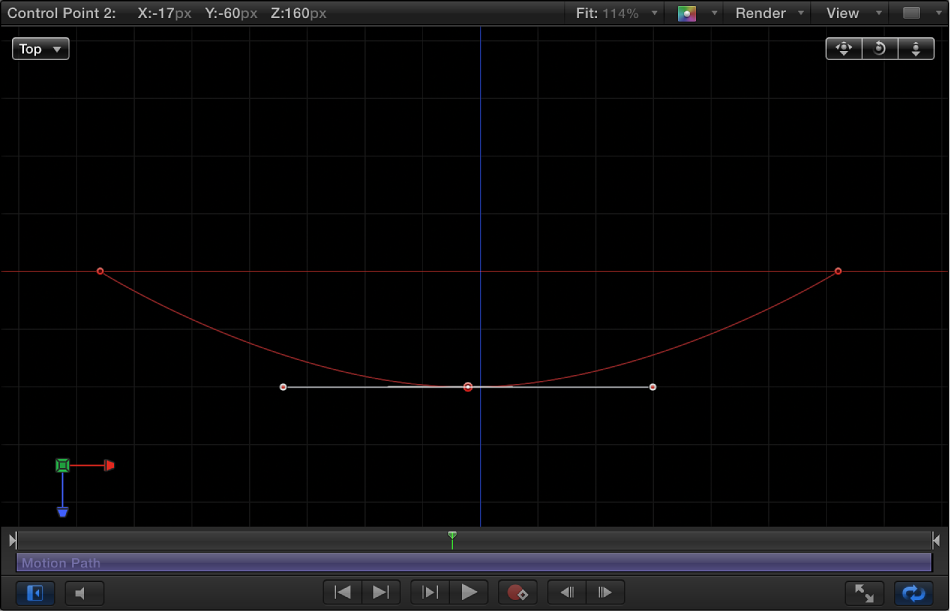 Canvas showing motion path manipulated in 3D space